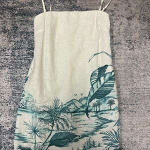 NWT Abercrombie & Fitch Cream Mini Skort Dress with Teal Botanical Print